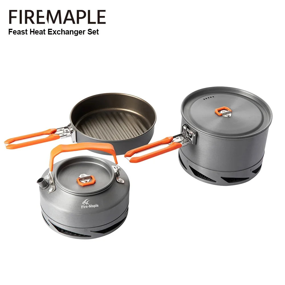 Ensemble de cuisine de camping en aluminium Fire Maple FEAST - Échangeur de chaleur, pliable et portable pour la randonnée, les voyages et le trekking