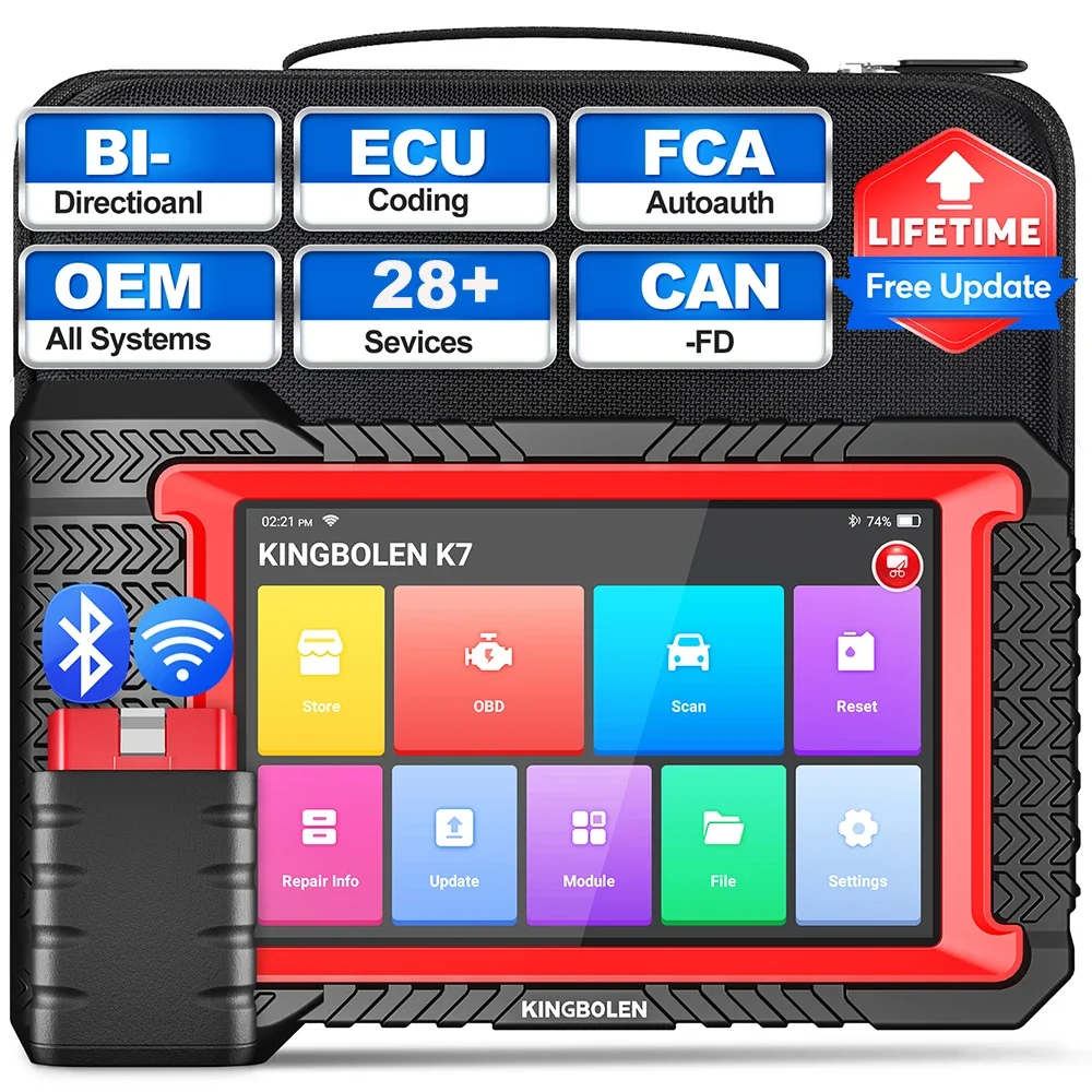 Outil de diagnostic automobile KINGBOLEN K7 avec codage ECU et test actif - 28 réinitialisations (mises à jour gratuites à vie)