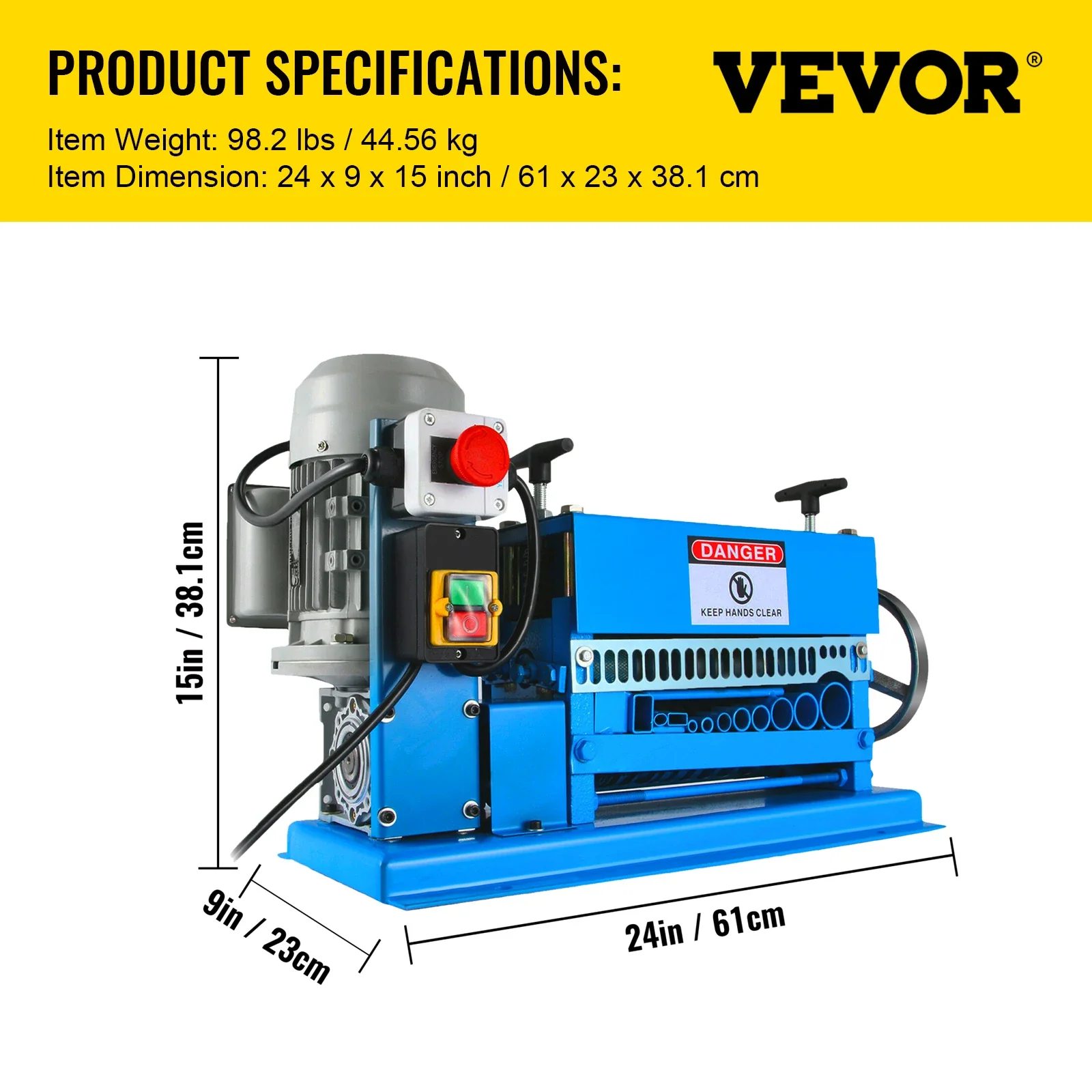 Machine à dénuder les fils VEVOR 370 W, capacité 3-8 mm, 10 lames, 220 V