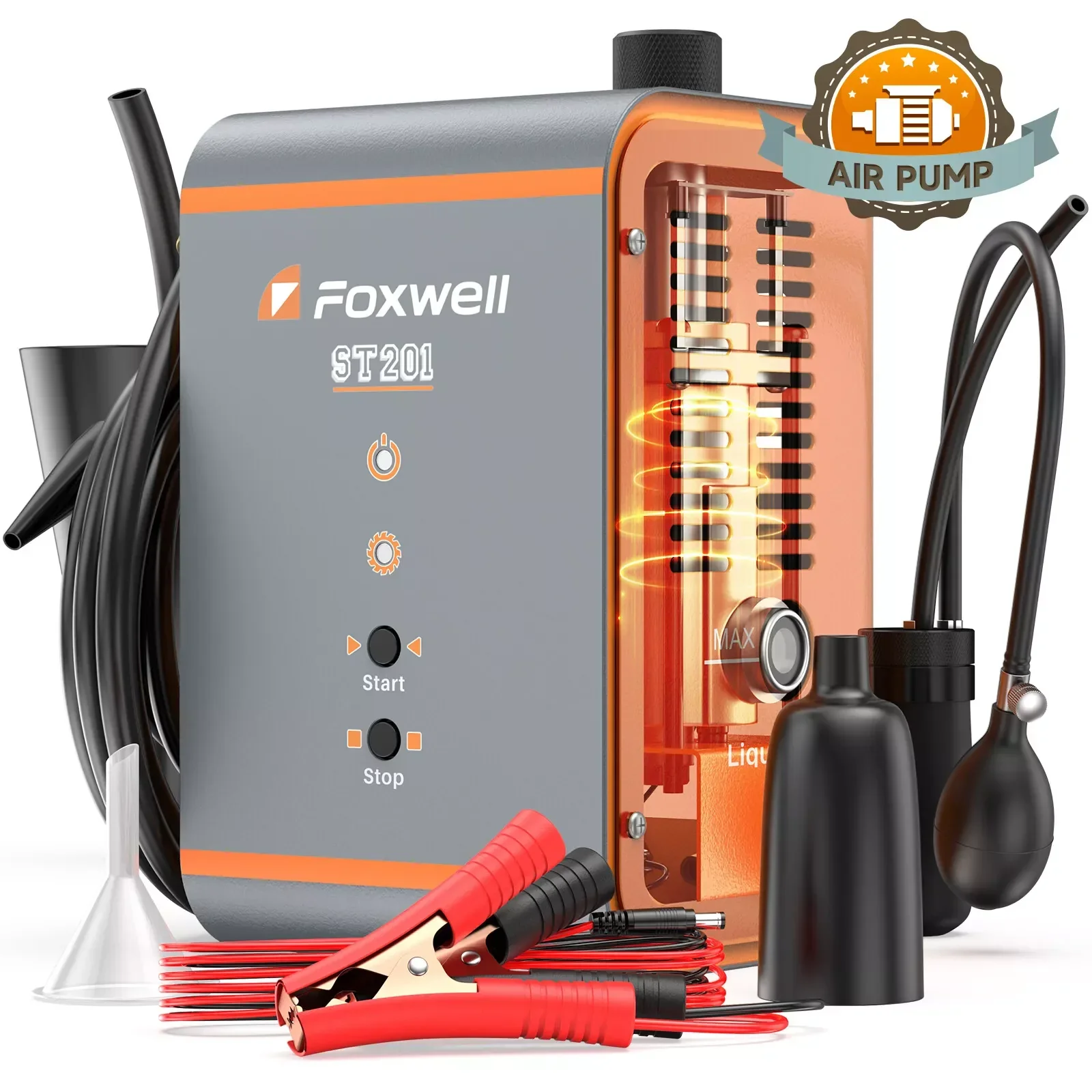 Testeur de fuites de fumée FOXWELL ST201 12V pour système EVAP, détecteur de fuites d'huile et de carburant (vidange), outil de diagnostic automobile