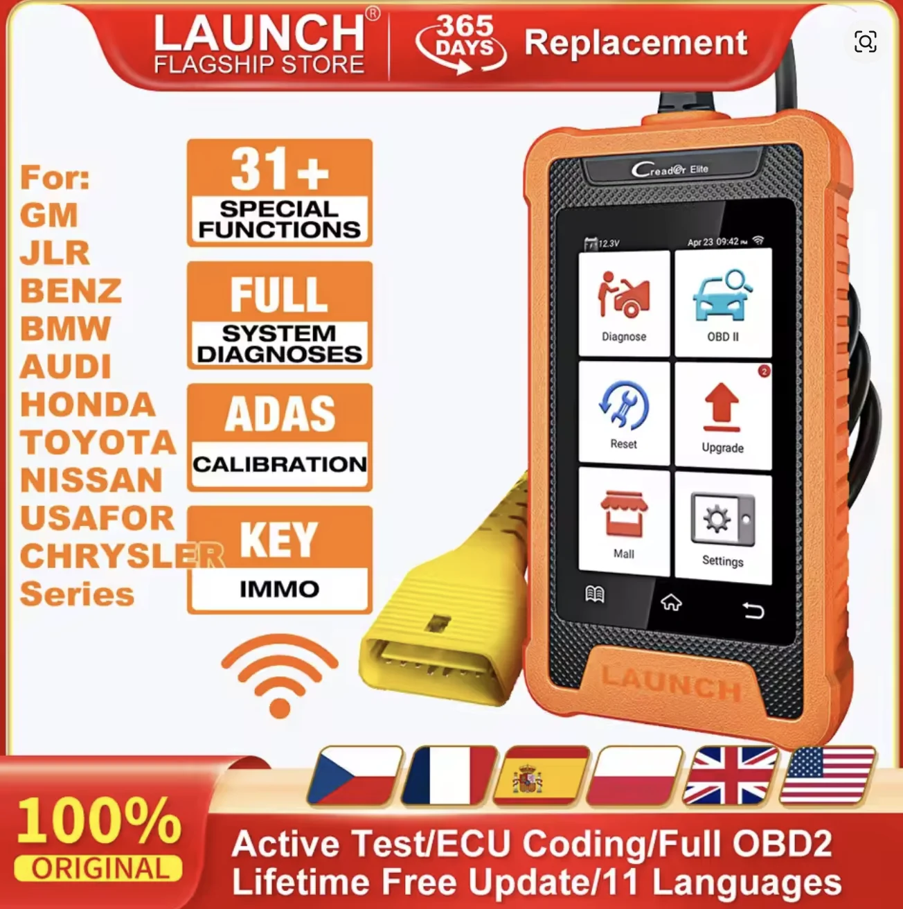 Outil de diagnostic automobile CRP123E V3, scanner OBD automatique, service moteur ABS SRS AT+7 avec mises à jour gratuites